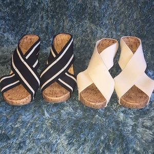 2 pairs of slip on wedges